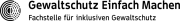 Das Logo der Fachstelle Gewaltschutz Einfach Machen trägt als Symbol zweimal größer werdende Ringe (wie von einem Steinwurf ins Wasser), die ineinander übergehen.