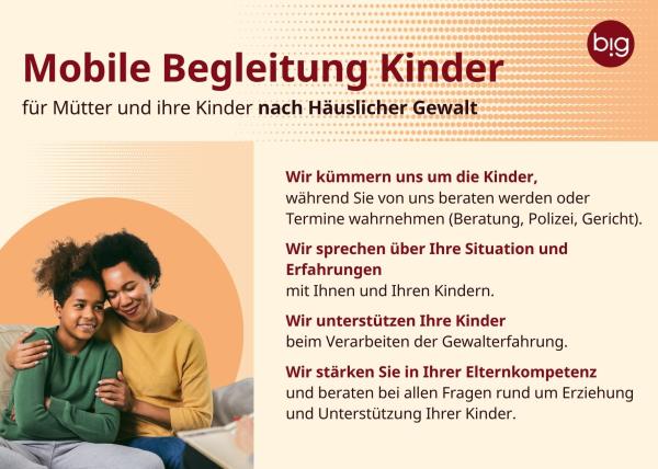 Flyer Mobile Begleitung Kinder für Mütter und ihre Kinder nach Häuslicher Gewalt